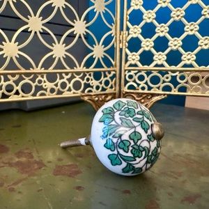 Funky Green Floral Cermaic Knob from Anthropologie